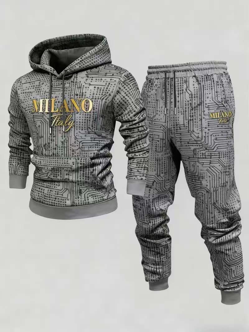 European and American fashionable men's two-piece set with letter printing hoodie, stylish and cool, suitable for daily outdoor casual wear, also can be worn in nightclubs, the fabric is comfortable and soft, easy to care for, machine washable
