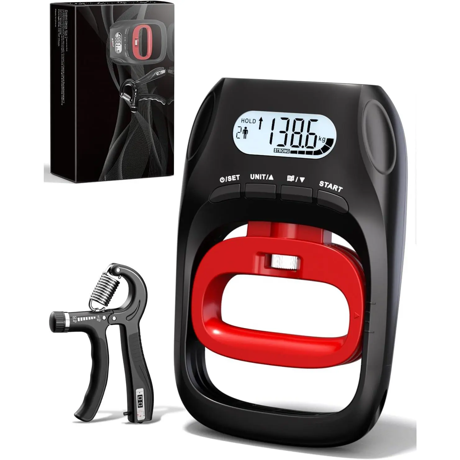 Electronic Hand Dynamometer Grip Strength Tester - 400lbs/180kg Adjustable Grip Hand Training Tool for Strength Sport