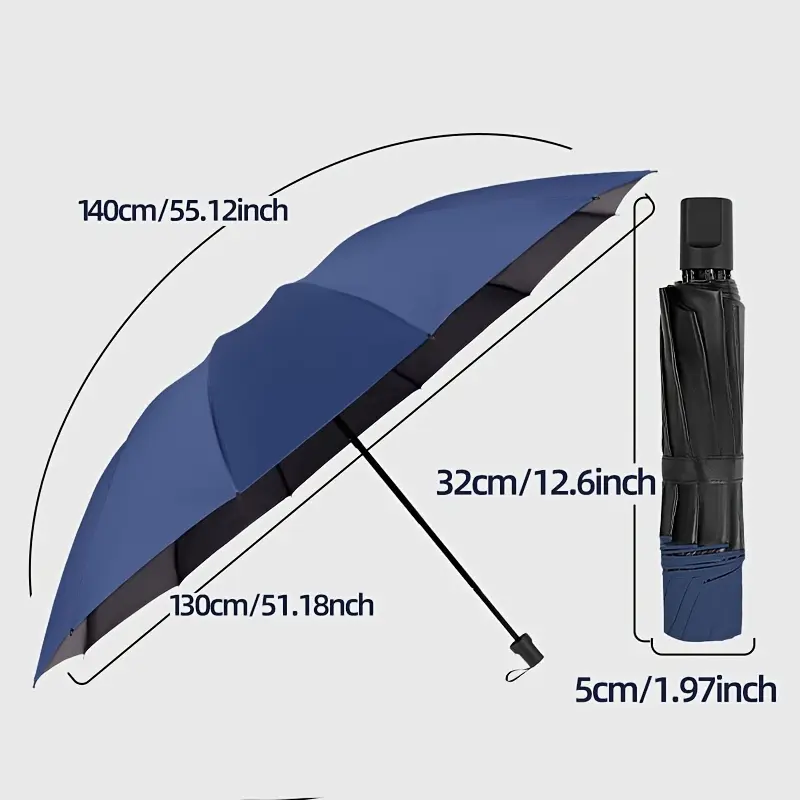 Extra-large windproof umbrella - 51inch wide canopy, manual opening and closing, suitable for groups, families, and events - for sunny days and travel - compact folding design, stylish appearance, durable frame, high-quality fabric