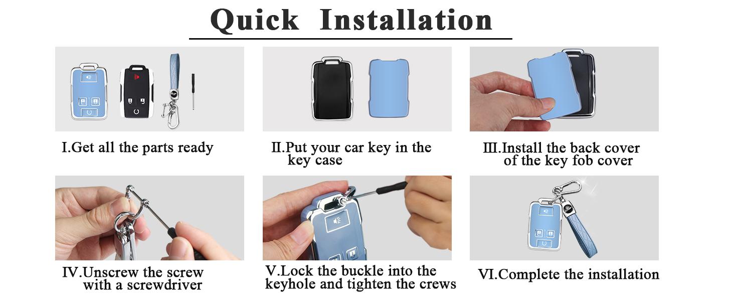 for Chevy Key Fob Cover with Keychain,Car Key Case Shell Protector for Chevrolet Chevy Silverado Colorado GMC Sierra Canyon Yukon Tahoe Suburban