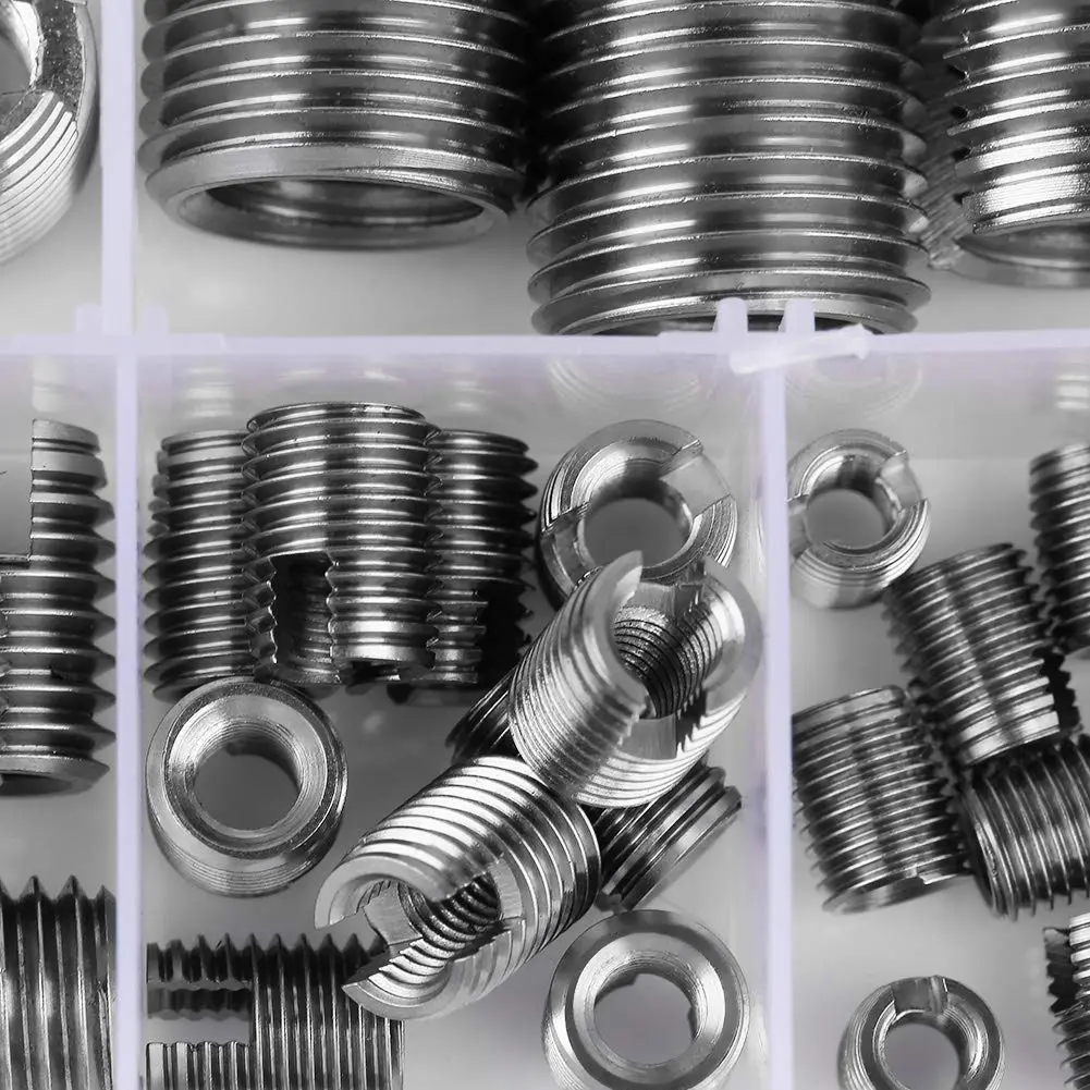 50 count Stainless Steel Inner Thread Self Tapping Thread Inserts Set, Reinforce Repair Tool with Storage Case, M3/M4/M5/M6/M8/M10