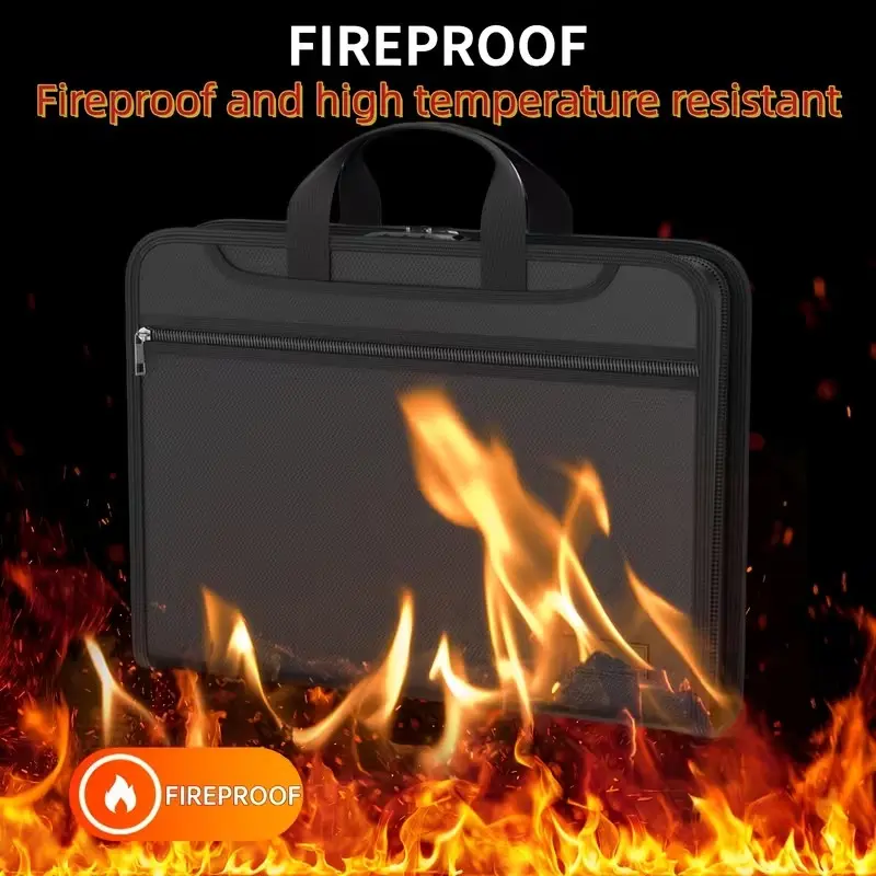 Fireproof Expandable File Organizer Bag, 13 Compartments, Zipper Closure, Handle, A4 Size, Office Use, Secure and Durable, File Storage Folder, Expanding File Organizer, Fireproof Document Organizer, Documents Organizer