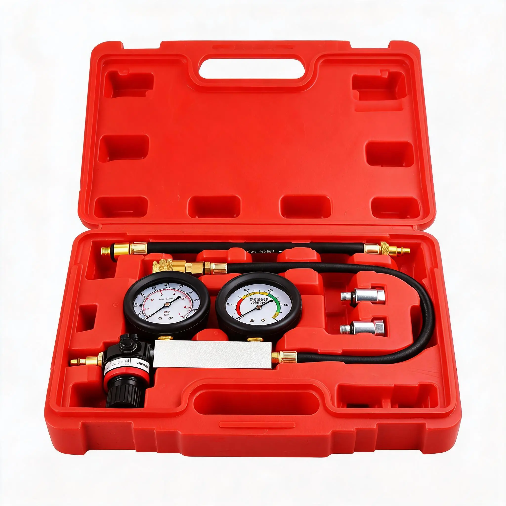 Cylinder Leak Down Tester Engine Compression Diagnosis Tester Kit Dual Pressure Gauges Engine Compression Leakdown Detector Leakage Test Set for Gasoline Engine