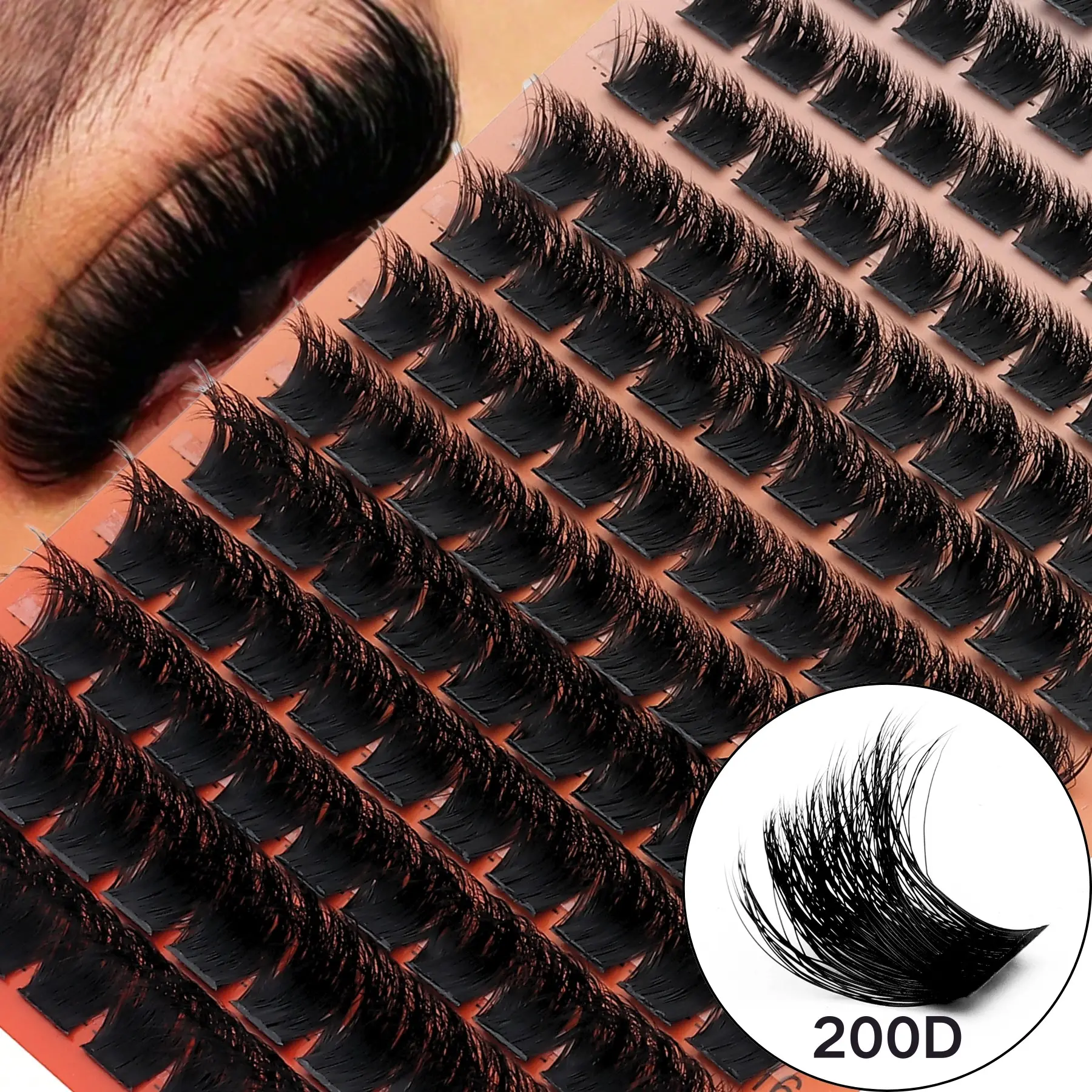 200D Dense Cluster Lashes 140PCS, 10-18mm Mixed Length D Curl 0.07mm Thin Fibers Lightweight, Wispy Fluffy Cat Eye Lashes, Soft Reusable Individual Eyelashes, Easy DIY Lash Extensions for Beginners, Daily Party Makeup, Cosmetic Eyelash Extension