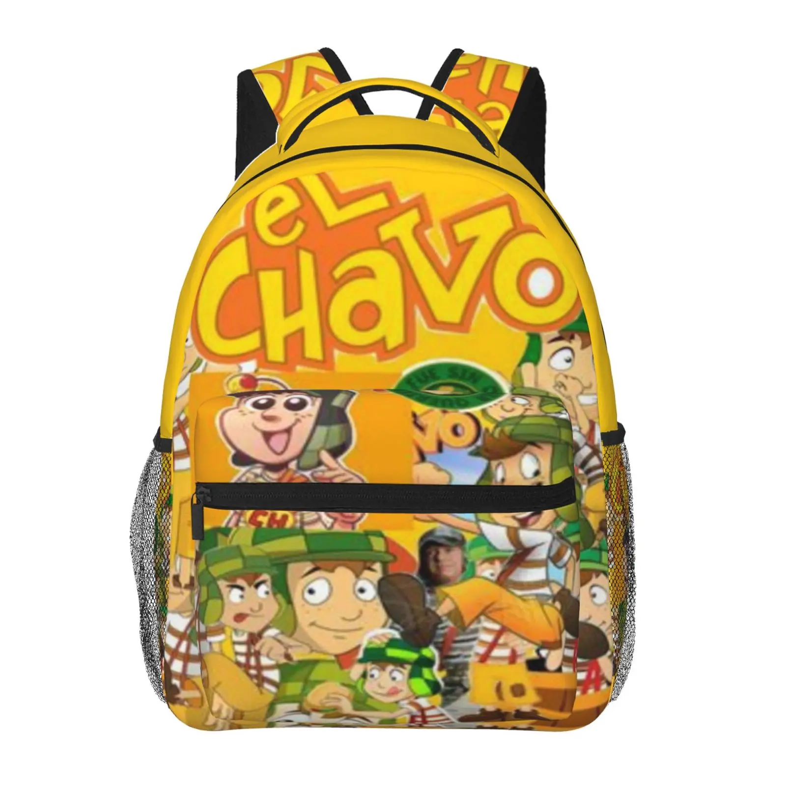 Kids' Polyester Cartoon Print El Chavo Del Ocho Backpack - Comfortable Adjustable Straps, Lightweight, Padded Back Book Bag for Boys & Girls School Use, Kids Backpack
