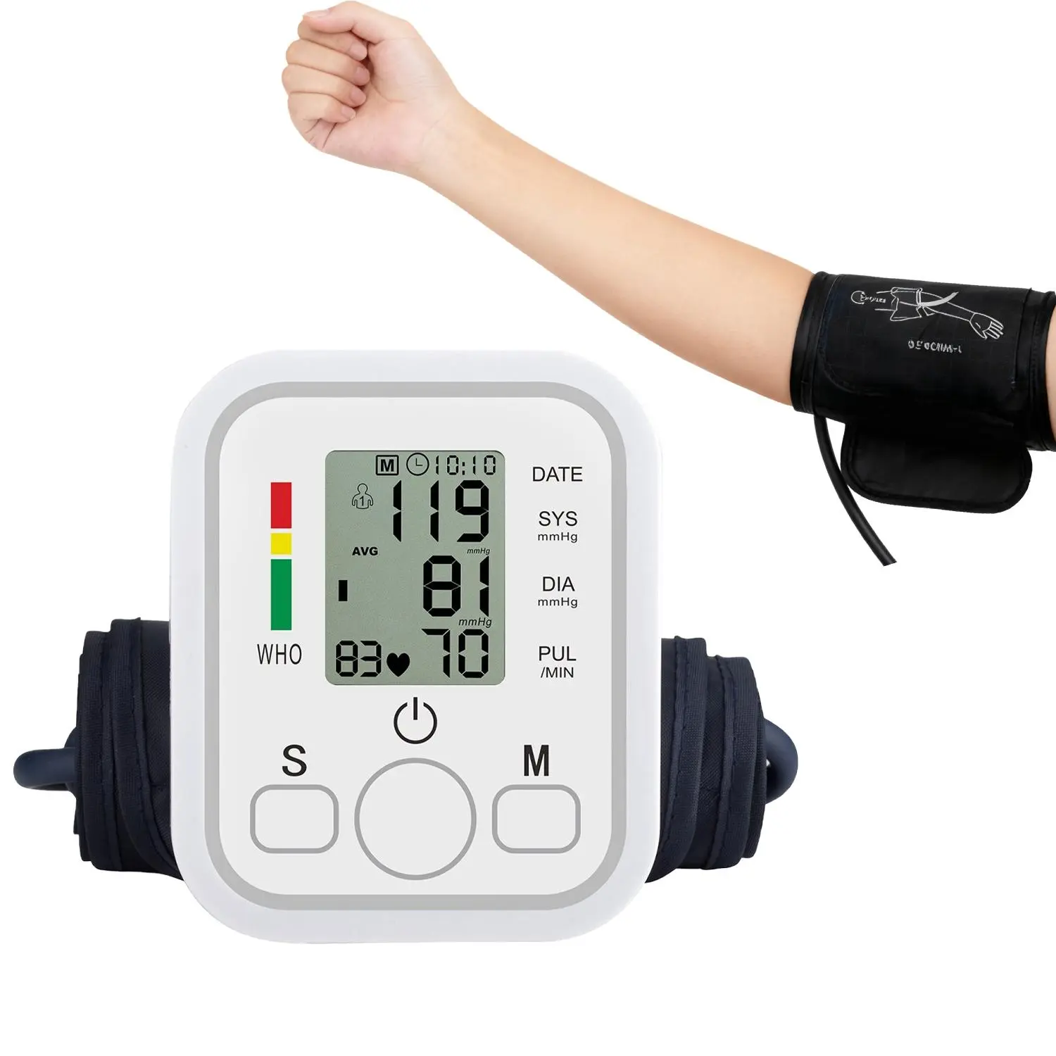 Smart Digital Upper Arm Blood Pressure Monitor for Home Use - Accurate Automatic Measurement, Durable Adjustable Cuff, Large LCD Display, 2×99 Memory & Heart Rate Tracking, Compact, Battery-Operated, Lightweight, All Ages