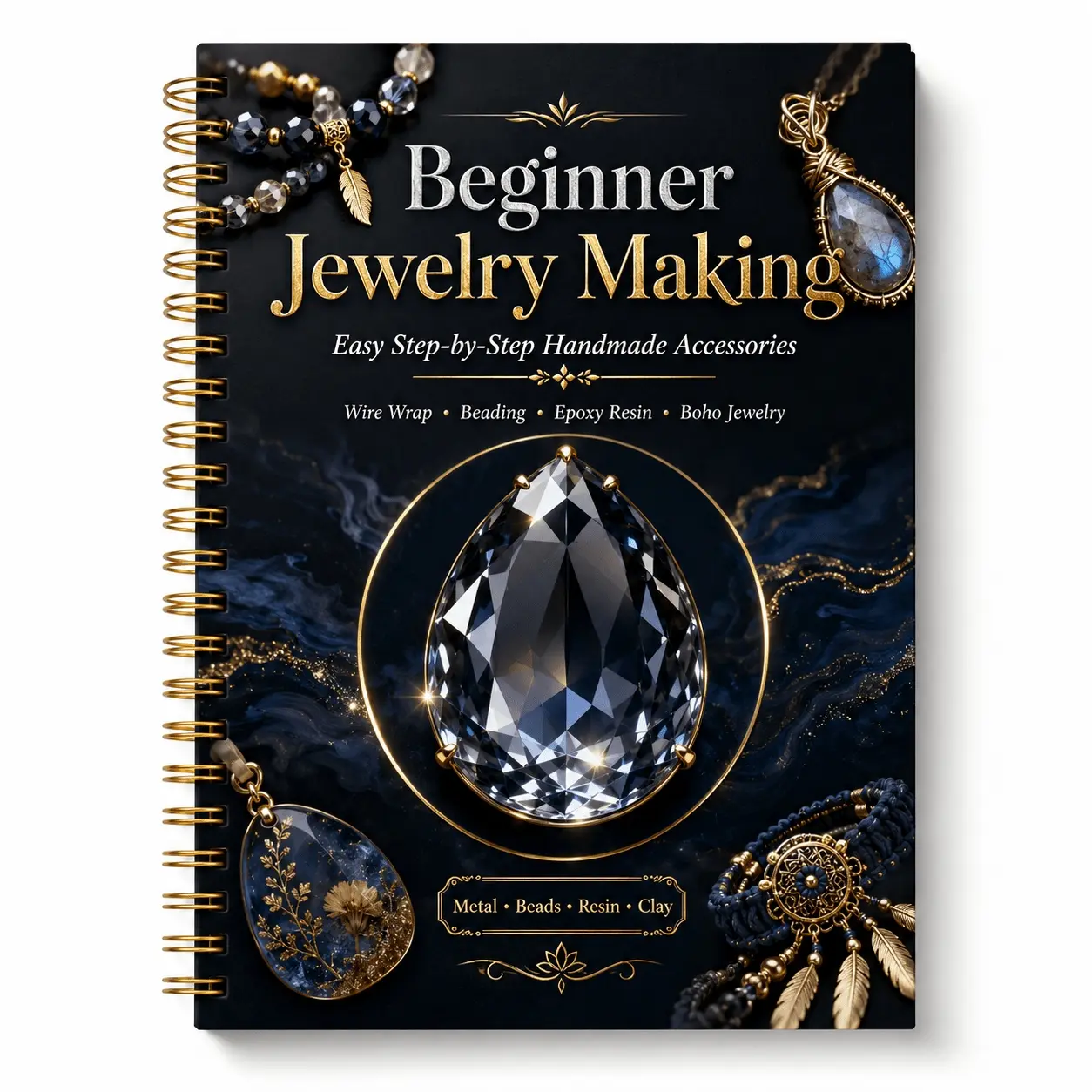 Beginner Jewelry Making Guide Manual, Easy Step-by-Step Handmade Accessories Tutorial with Wire Wrap, Beading, Epoxy Resin, Boho Jewelry, Metal, Beads, Resin & Clay Gift Ideas
