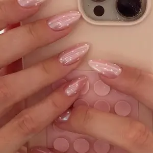 24pcs Nude Polka Dot Almond Press-On Nails, Polka Dot Design, Medium Size, Acrylic Material, Gel Glue & Nail File Included