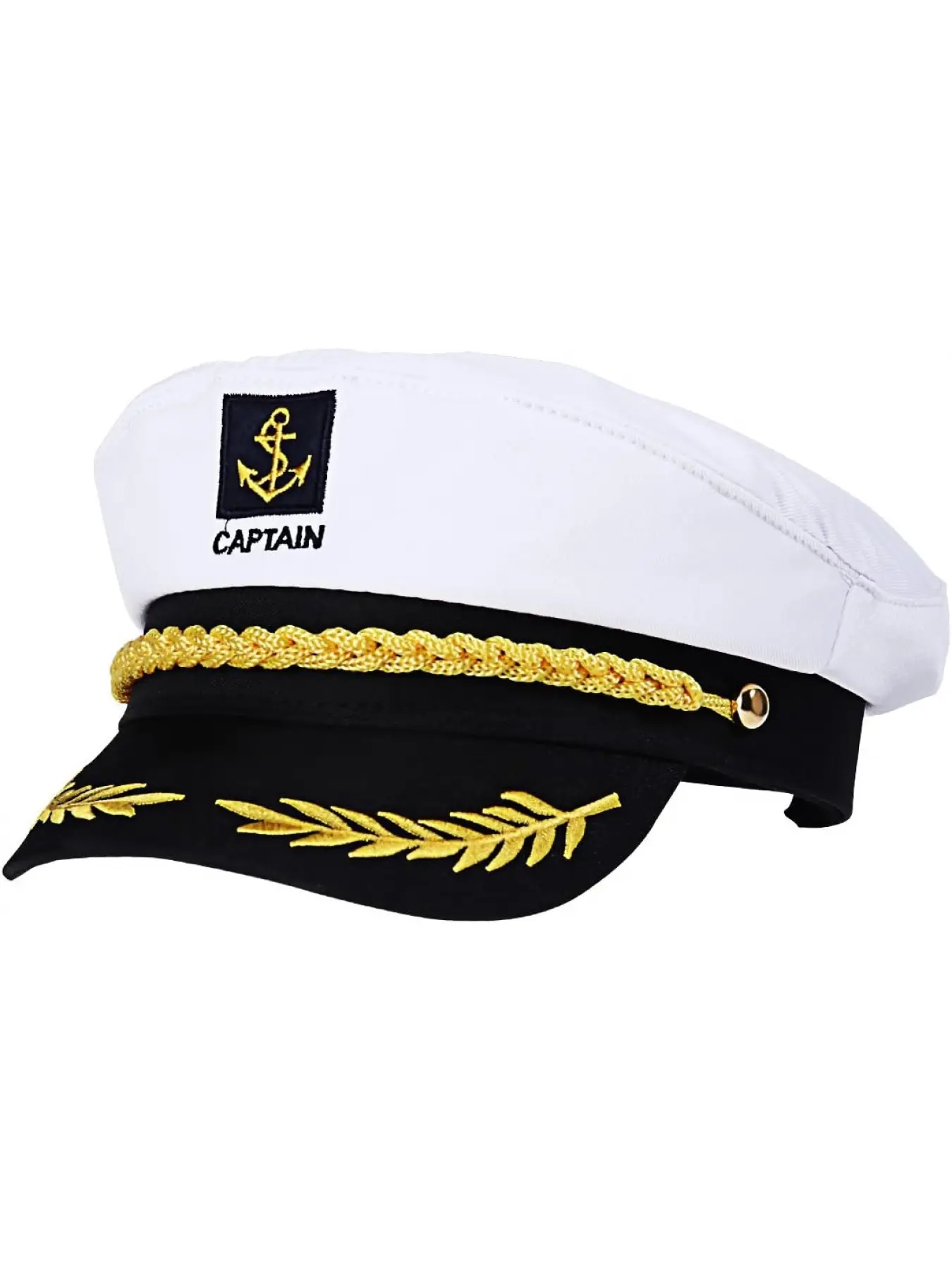 Adult Yacht Captain Hat White Sailor Hat for Women Men Yacht Boat Sailor Captain Cap Marine Admiral Costume Party Cosplay Accessory Fitted Cap