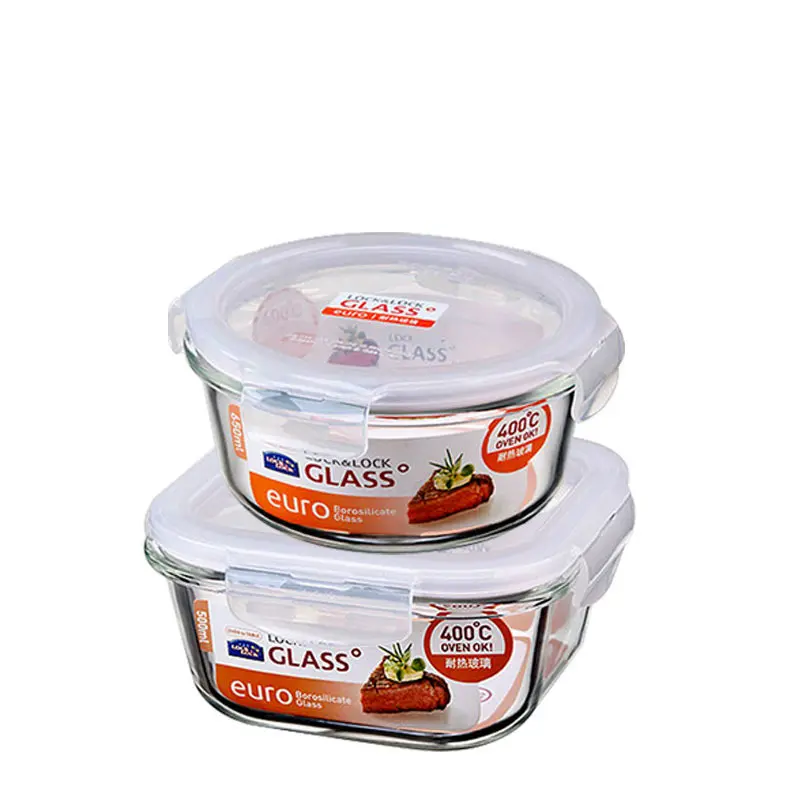 2Pcs Glass Food Container Set Microwave Safe Lunch Box for Students with Gift Box Eco Friendly Leakproof Bento Boxes Reusable Storage Containers for Work School