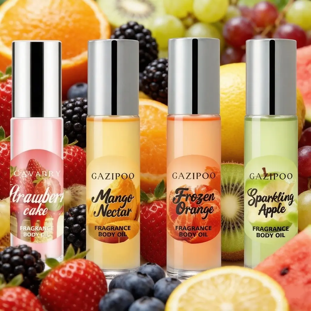 10ML Fruit Scented Rollerballs X4, Strawberry, Mango, Apple, Different Fragrances, Captivating Scents, Mood Enhancing Scents, Concentrated Perfume Oil