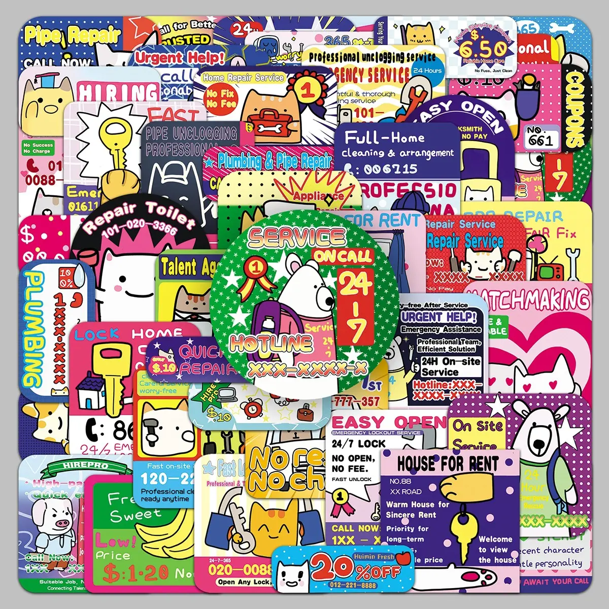 50pcs original small advertising cartoon interesting stickers diy souvenir album desktop refrigerator water cup creative trend stickers