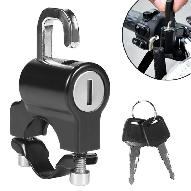 Functional Anti-theft Helmet Lock Set, Handlebar-Mounted Metal Lock for Motorcycle, Electric Motorbike, Bicycles, 22mm-26mm Fit, Includes Key to Prevent Theft, Prevents Theft