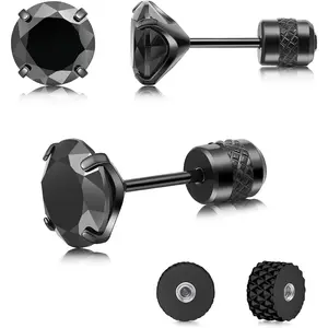 G23 Titanium Screw  Earrings, 20G F136 Implant Grade Pure Titanium Earrings for Women Men, 5A Cubic Zirconia  6 7 mm  Cartilage Earring Studs
