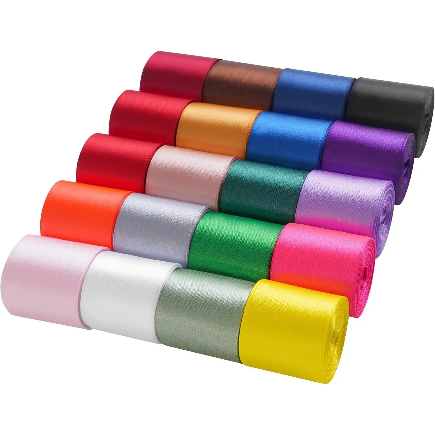 Rainbow Satin Ribbon, 1-1/2 Inch x 20 Rolls Total 100 Yards, Colorful Ribbon Perfect for Gift Wrapping, Flower Bouquets, Hair Bows Making, Wedding Decor, Christmas