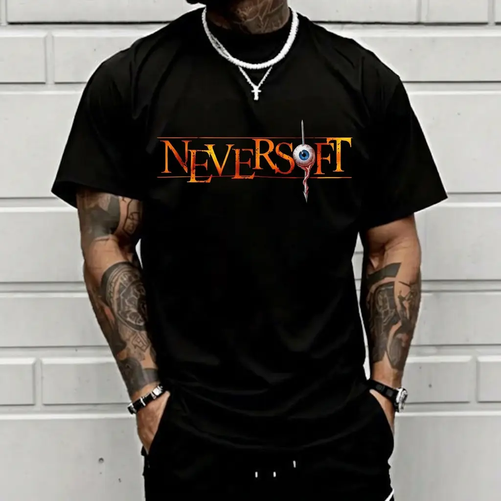 Neversoft Eyeball Shirt Vintage Tee Shirt Cotton Favorite Shirt Tee Y2K Casual Streetwear Sarcastic Quote Weirdcore Aesthetic Retro Funny Meme Crewneck Apparel Top