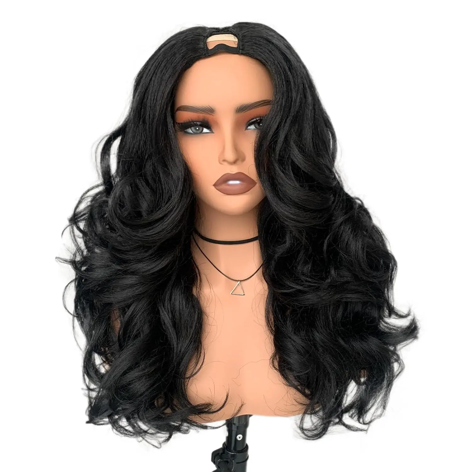 V Part Detroit Layer Wig, Butterfly Cut Yaki Curly 20 Inch Half Wig Voluminous Waves Beginner Friendly Black Wig Glueless Clip In No Leave Out Wear and Go Wig for Women