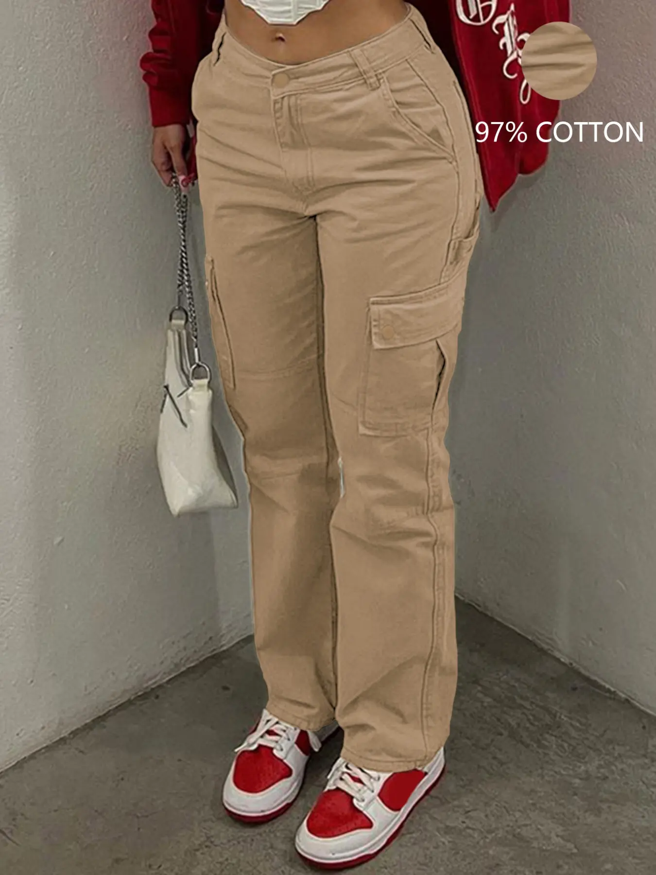 GILIPUR 1 piece of multi-color optional American workwear jeans, low-waisted straight-leg loose wide-leg pants, a versatile style with a spicy girl street vibeTChic Fashion Casual Bottoms