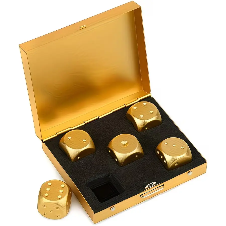 Premium Aluminum Alloy Dice Set with Storage Box, Ideal for Board and Card Games, Durable Game Pieces, Party Game Essentials