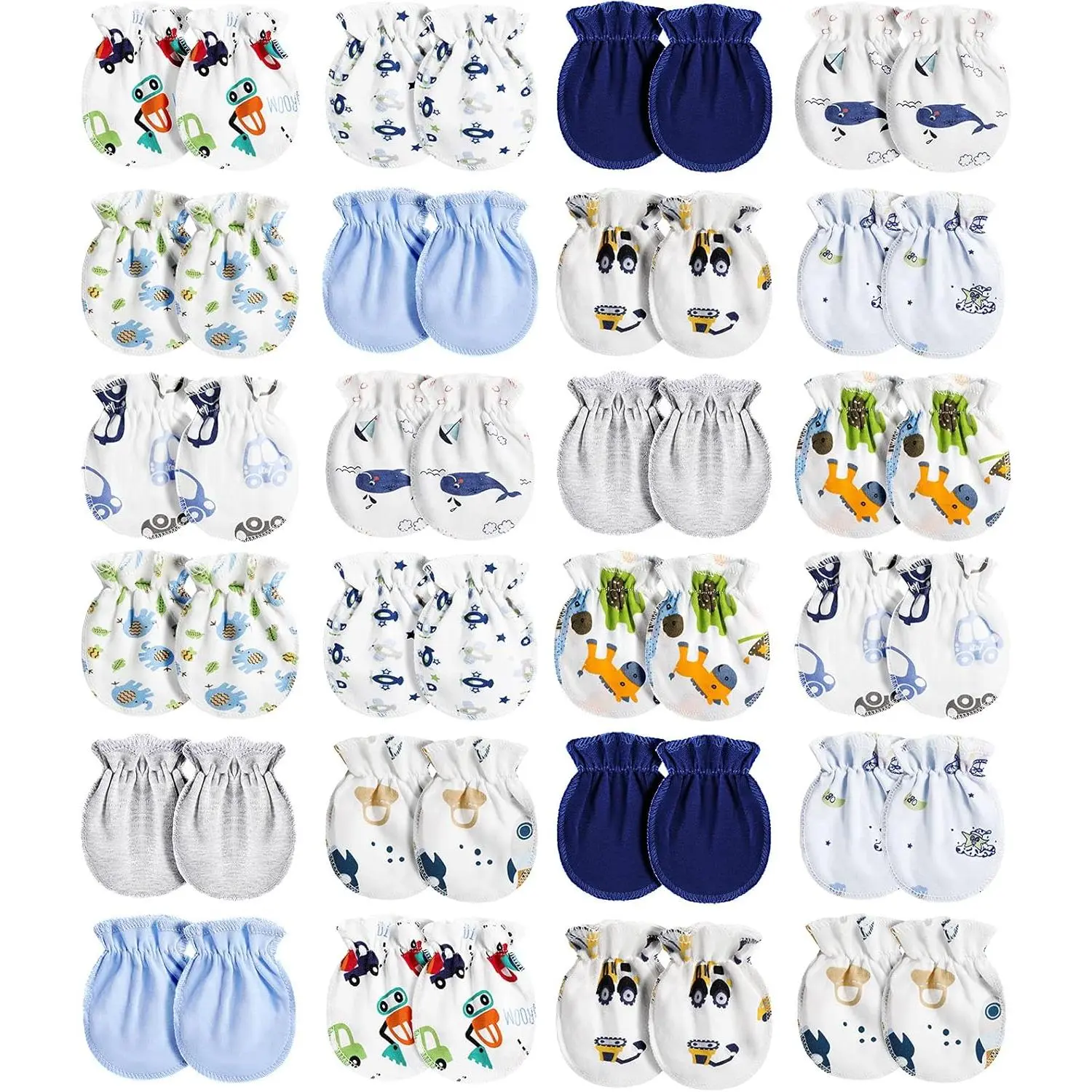 24 Pairs Newborn Baby Mittens, Scratch-Free Infant Wear with Soft Fabric, Elastic Infant Gloves for 0-6 Months Boys & Girls (New Model)
