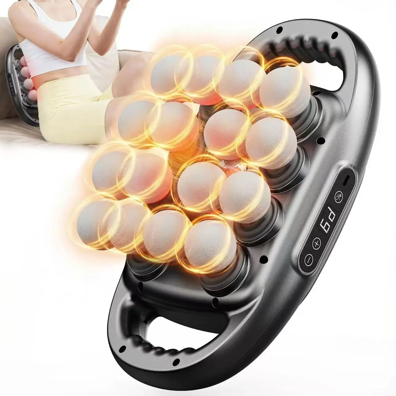 Professional Massage Gun with 16 Nozzles, Ultra-Quiet Design, Relieves Muscle Pain in Shoulders, Neck, Back, Legs, Feet