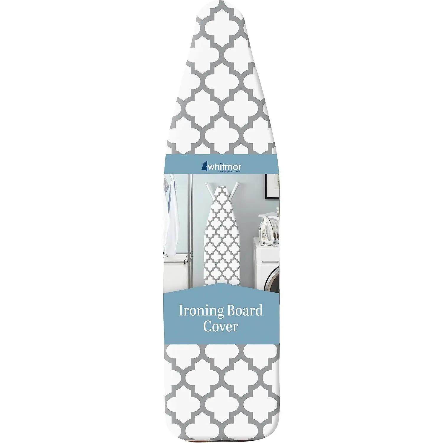 Deluxe Ironing Board Cover and Pad, Standard Size 15x54, 100% Cotton with 3mm Foam Padding, Scorch Resistant Ironing Board Cover with Elastic Edge & Drawstring Fastener, Medallion Grey