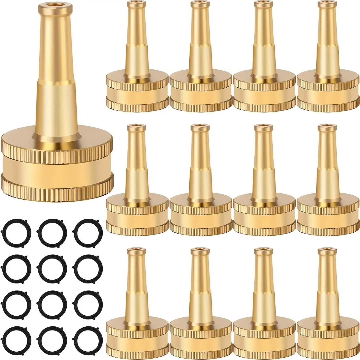 12 Pack Brass Hose Nozzle for Garden, Jet Sweeper Nozzles Solid Brass 2" Jet Nozzle for Car Wash, Extra 12 Garden Hose Rubber Washers