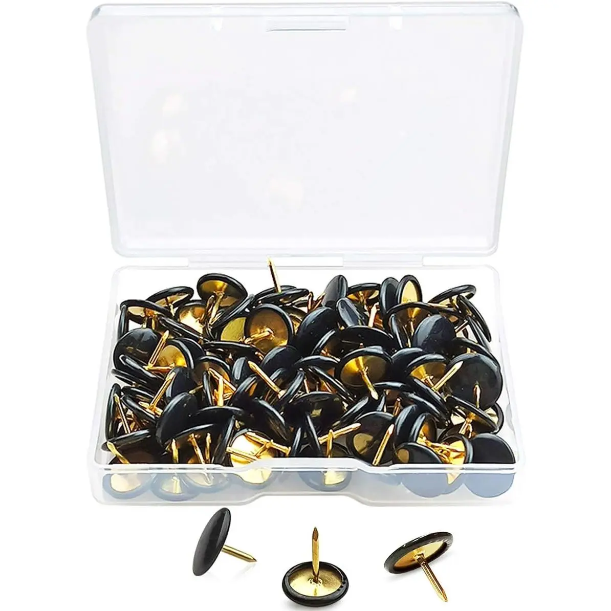 100 count Push Pins,Thumb Tacks, Board Pins for Cork Board, Push Pins for School, Office, Map, Photo Wall, Cork Board Bulletin Board(Black)