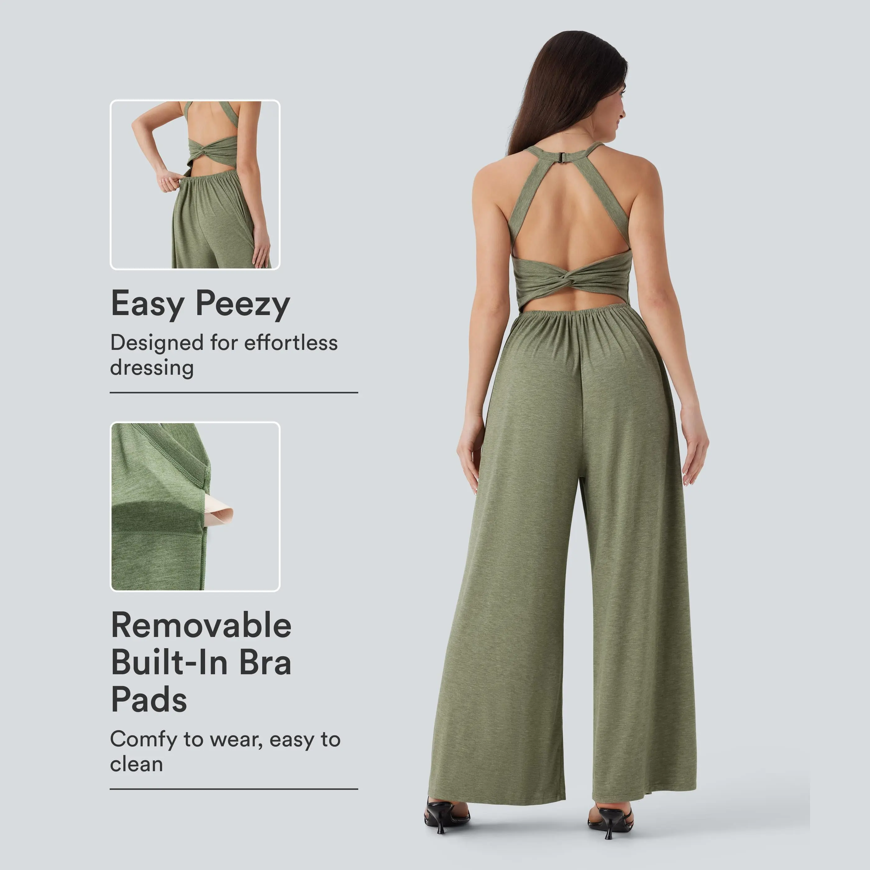 Halara Built-in Bra Wide Leg Casual Jumpsuit with Pockets-Easy Peezy Edition