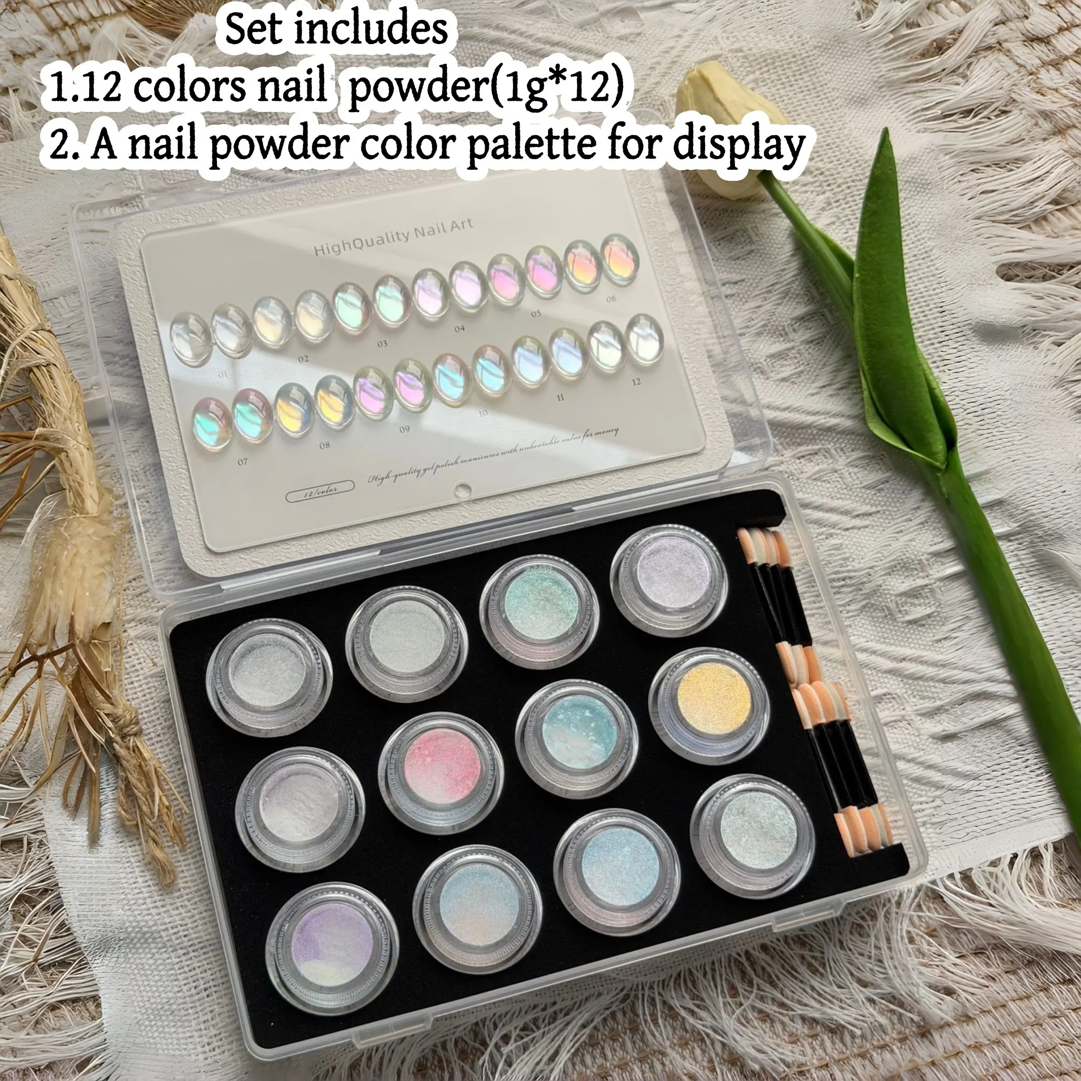 High-End Nail Art Kit, 12 Colors Hydrating Series Nail Powder, Ultra-Fine Glitter, Perfect Gift, Professional Quality, Glitter Dip Powder