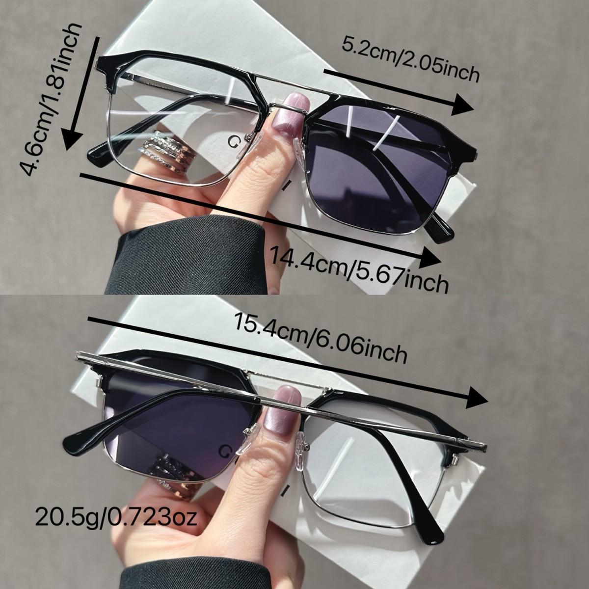 1 Pair of Y2K Style Unisex Square Frame Photochromic Glasses, Semi-rimless Light-sensitive Tinting Glasses, Men's Brow Frame, Multifunctional Casual Eyewear