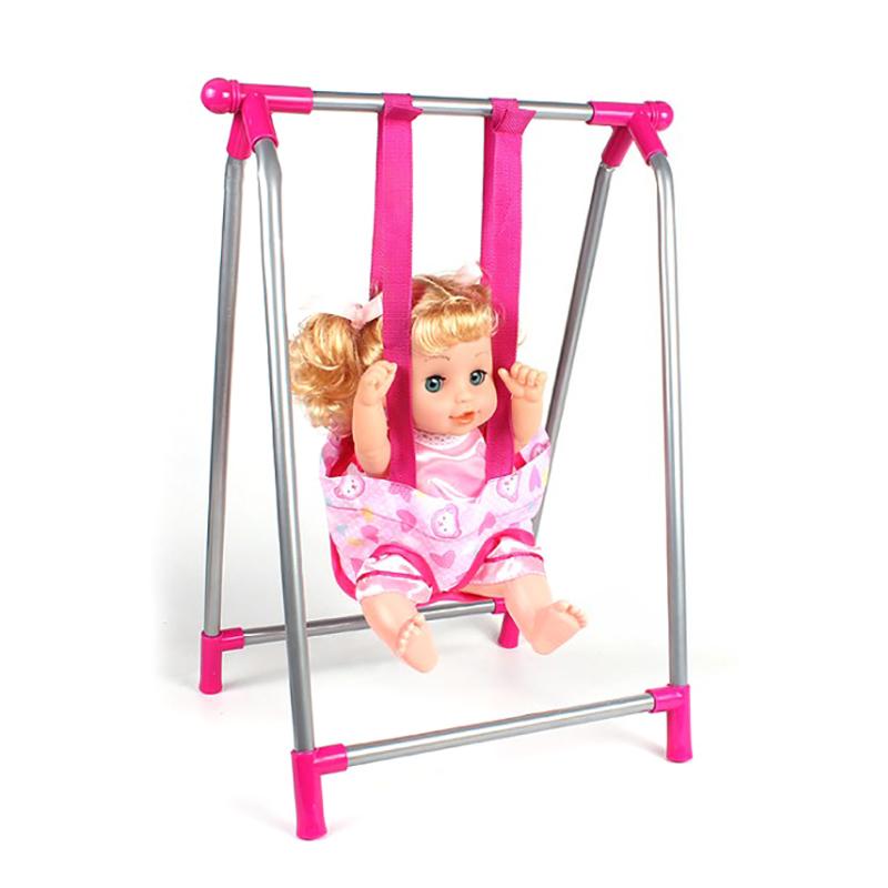 Simulation Doll Stroller Set Pink Baby Stroller Pretend Play Toys Rocking Chairs Swing Bed Dining Chair Doll House Accessories