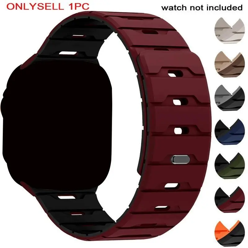 Silicone Magnetic Loop Strap for Apple Watch Bands 46mm 44mm 40mm 45mm 41mm 42mm iWatch Series 11 10 9 8 7 6 SE Ultra 3 Adjustable Secure Fit Comfortable Band Smartwatch Strap Smart Watch Straps Wearable Accessories Smart Watch Accessories