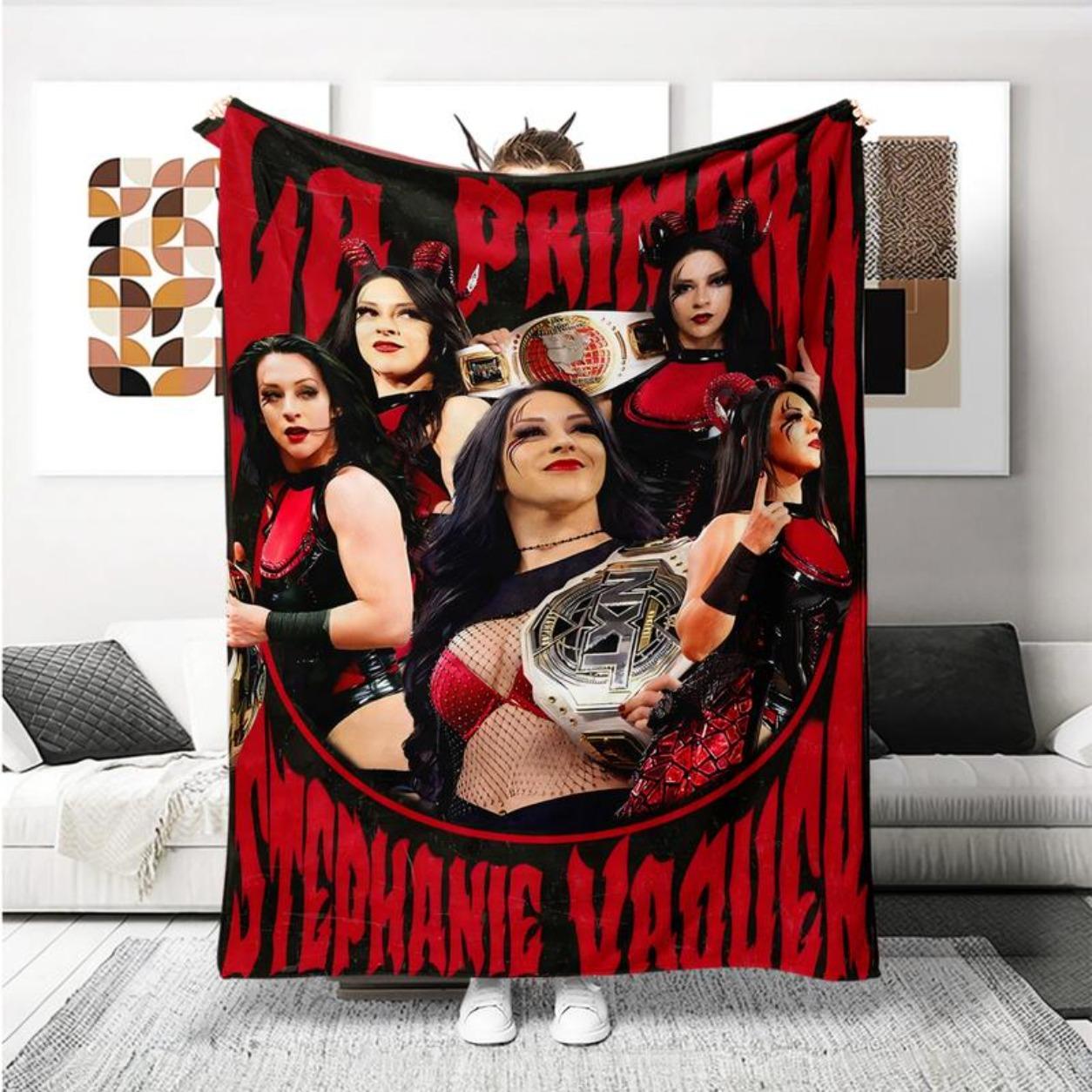 W-WWE, Wrester Star,Stephanie Vaquer La Princesa Wrestling Theme Flannel Blanket, Soft Warm Multi-Scene Use, Christmas Gift For Wrestling Fans,Christmas Gift,New Year Gift, Gift For Kids