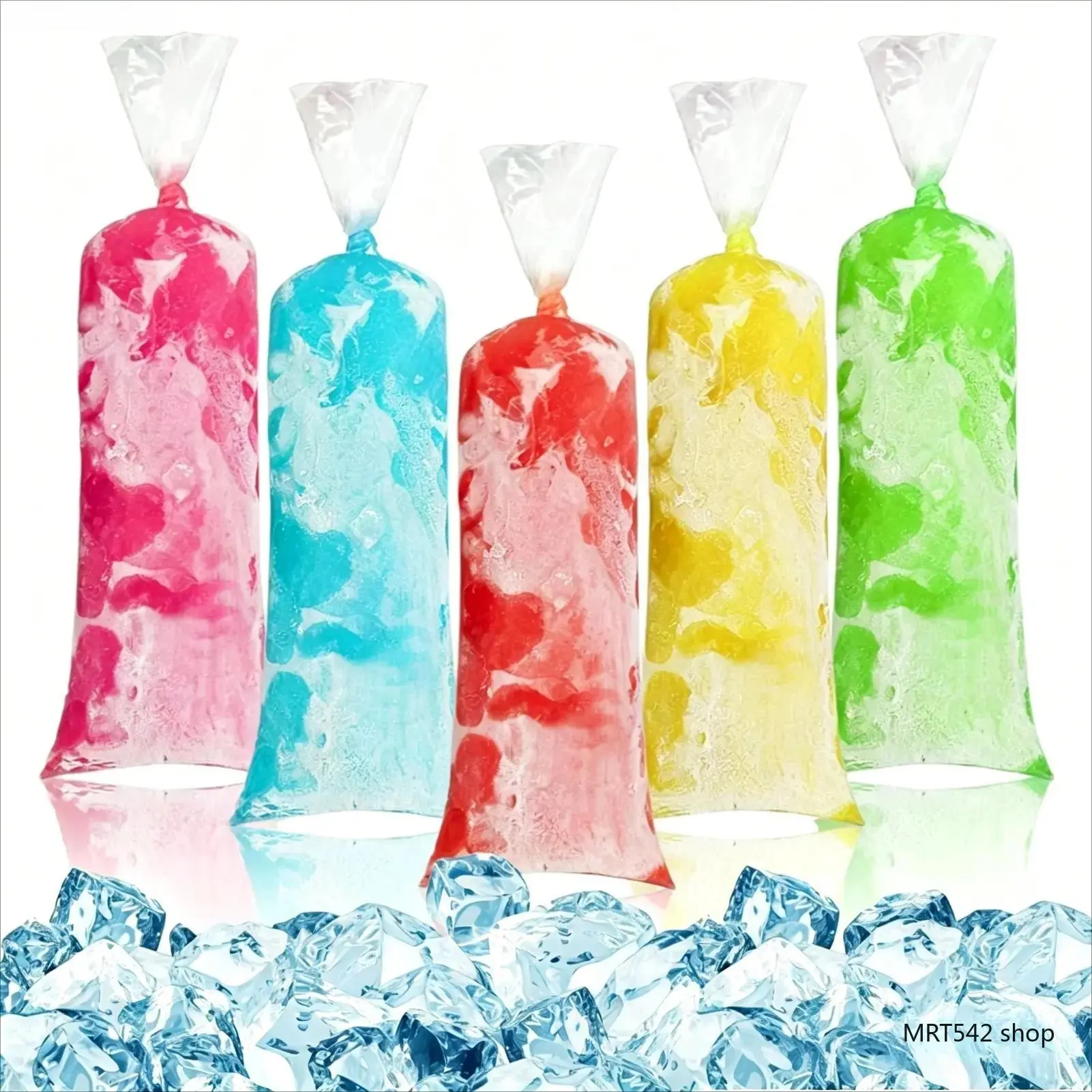 100-Pack Transparent Ice Pop Bags DIY Disposable Plastic Freezer Pouches with Funnel for Shaved Ice Cream Homemade Yogurt Popsicles Fruit Smoothies Mold Treat Bags for Kids Party