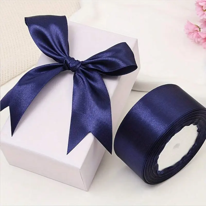 Solid Polyester Satin Ribbon Set (5 Rolls, 25yd Each) - Silk-Like DIY Craft Material for Festive & Party Home Supplies, Cake Decorating, Gift Wrapping