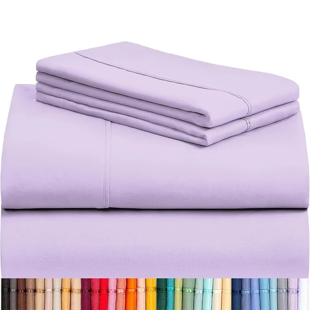 MUXHOMO 4 PCS Bamboo Cooling Bedding - Extra Deep Pocket Breathable And Cooling - Suitable for Hot Sleepers And Sweats, Children Pillowcases, Flat Sheet And Fitted Sheet - A Perfect Gift for Family, Queen And King Sizes, Include Random Color