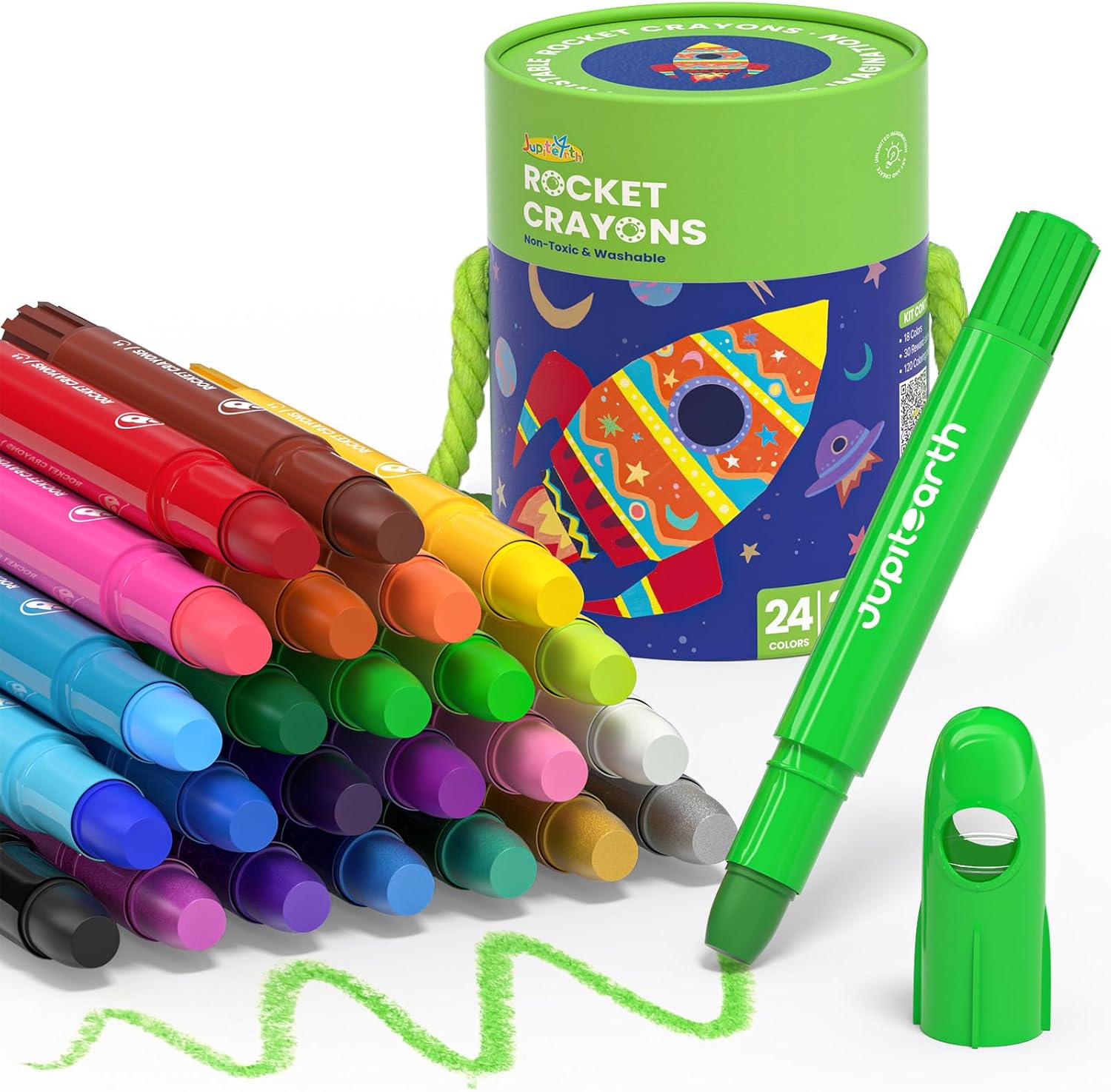 24/18/12Colors Twist Rocket Crayons for Toddlers, Non-Toxic Washable Crayons with Storage Bucket, Ultra-Smooth and Easy to Hold Art Supplies for Toddlers and Preschool Kids age 1-3 2-4 4-8 ,Colorful Precision Pens , markers for coloring 24/18/12Colors Twist Rocket Crayons for Toddlers, Non-Toxic Washable Crayons with Storage Bucket, Ultra-Smooth and Easy to Hold Art Supplies for Toddlers and Preschool Kids age 1-3 2-4 4-8 ,Colorful Precision Pens , markers for coloring
