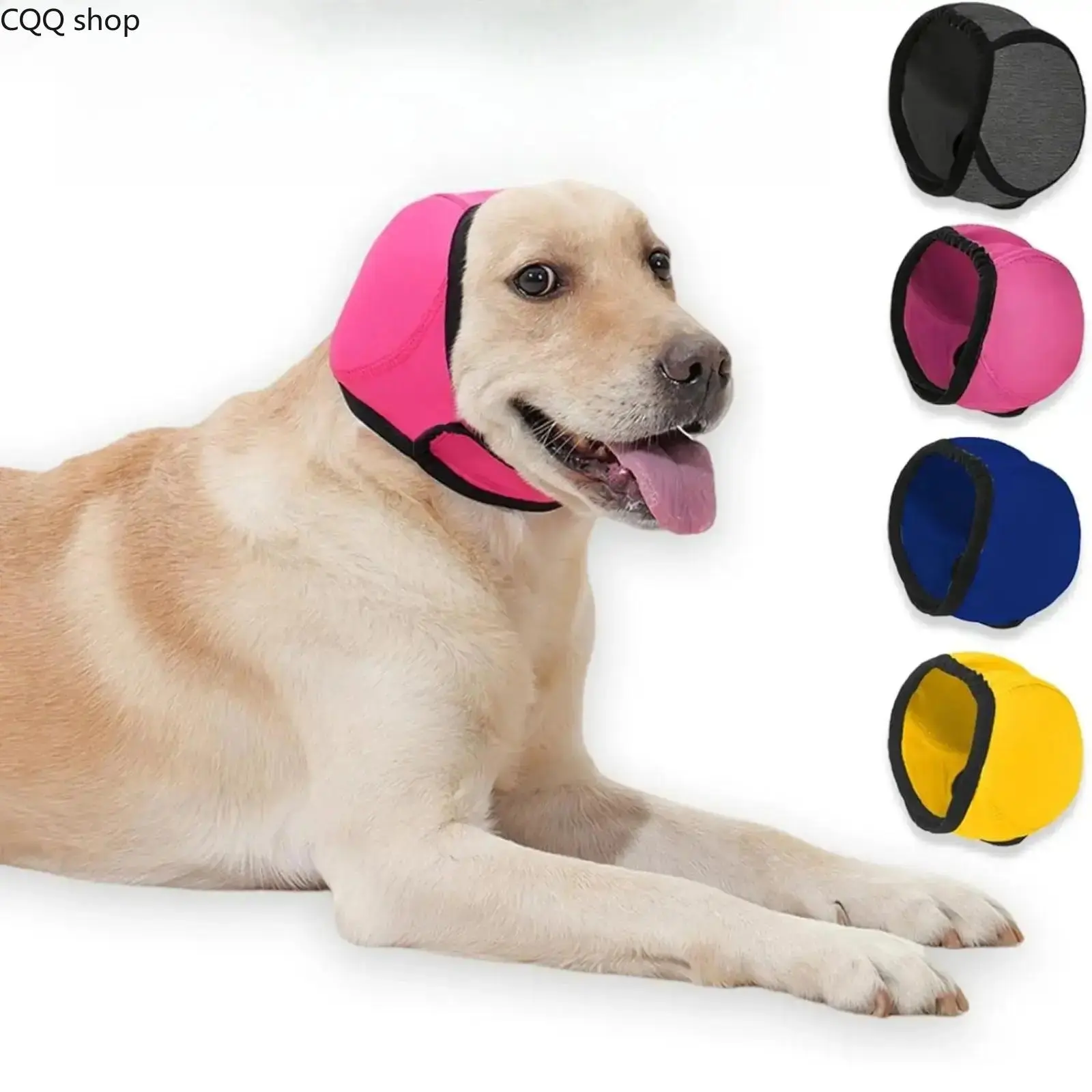 Soft Pet Ear Muffs & Calming Hood, windproof and debris-proof head wrap for dogs and cats. Cozy protective accessory, ideal for outdoor activities, bathing, swimming and daily pet grooming care.