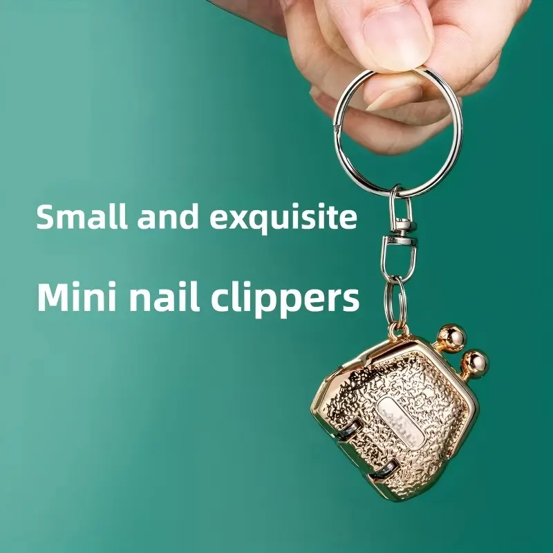 1 Mini Compact Stainless Steel Folding Nail Clipper, Creative Bag Shaped Design with Keychain, Nail File, Cute Nail Accessory for Nail Trimming