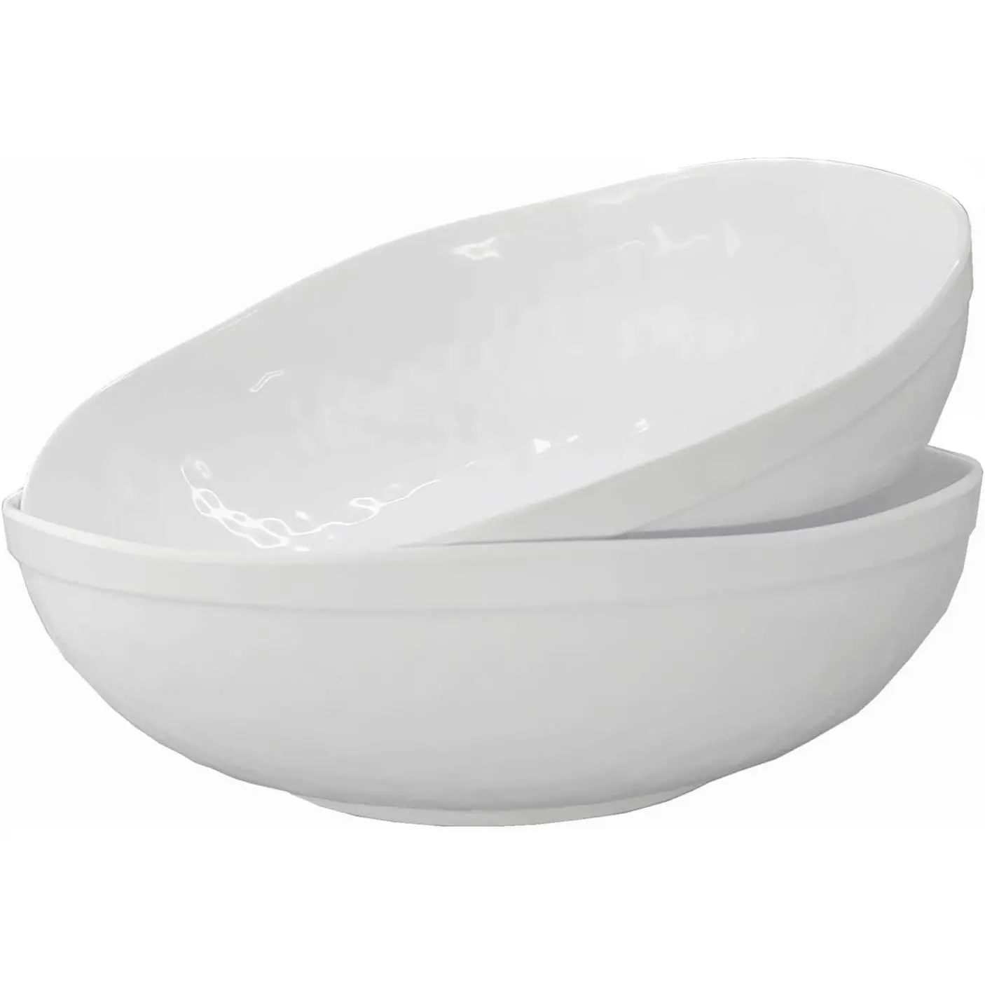 Melamine Serving Bowls -2pcs 12inch Larger Salad Bowls/Mixing Bowls,White Color| Break-resistant 100% Melamine Bowls | Dishwasher Safe,BPA Free