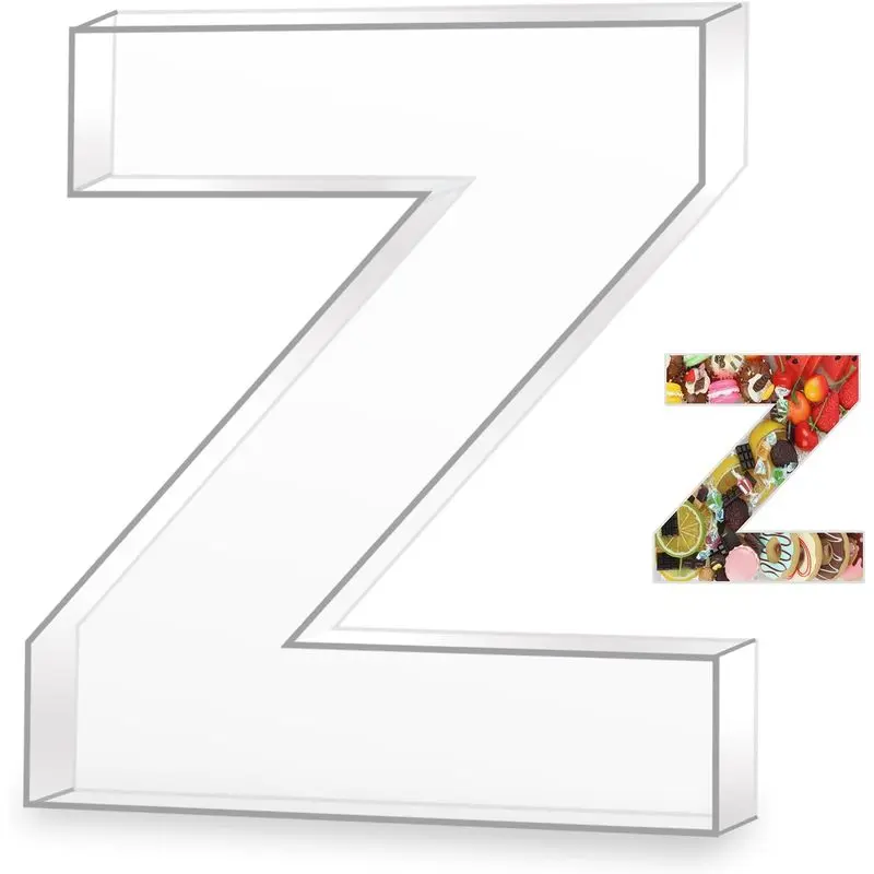 10" Clear Acrylic Letter Charcuterie Board Box, Reusable Fillable Decorative Tray, Food-Safe Display for Candy, Snacks & Desserts, for Parties, Birthdays, Baby Showers & More