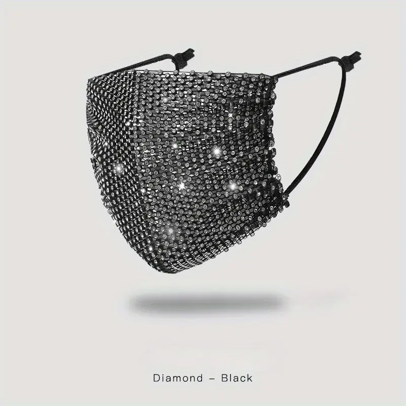 Chic Rhinestone Face Mask for Women, Glitter Crystal Mesh Masquerade Accessory for Wedding and Party Events, Gift for Girlfriend, Ornaments, Sisters, One Size