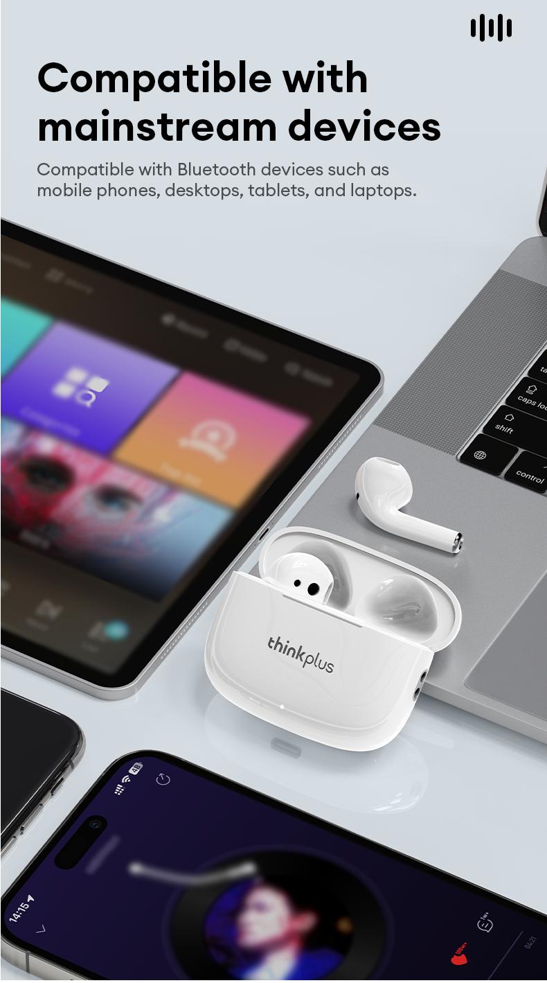 thinkplus LP30 PRO Bluetooth earbuds semi-in-ear true wireless earbuds Bluetooth 5.4 long battery life suitable for running music calls noise cancellation for lenovo lp40pro