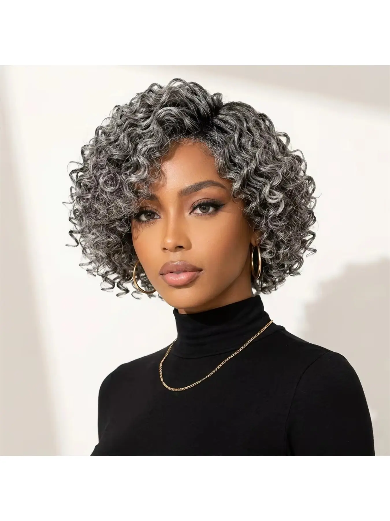 Pixie Cut Short Curly Human Hair Wigs for Black Women Short Layered Pixie Human Hair Wigs Glueless Full Machine Made Wigs Brazilian Curly Human Hair Wig Natural Black Color,Highlight Ombre Brown ,44#