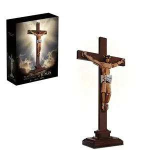 Jesus Crucifix Building Set - 588 Pieces Easter Religious Decorations, Jesus Ornaments, Cross Decoration, Home Display, Suitable for Ages 8 and Up, Unisex Bricks & Parts