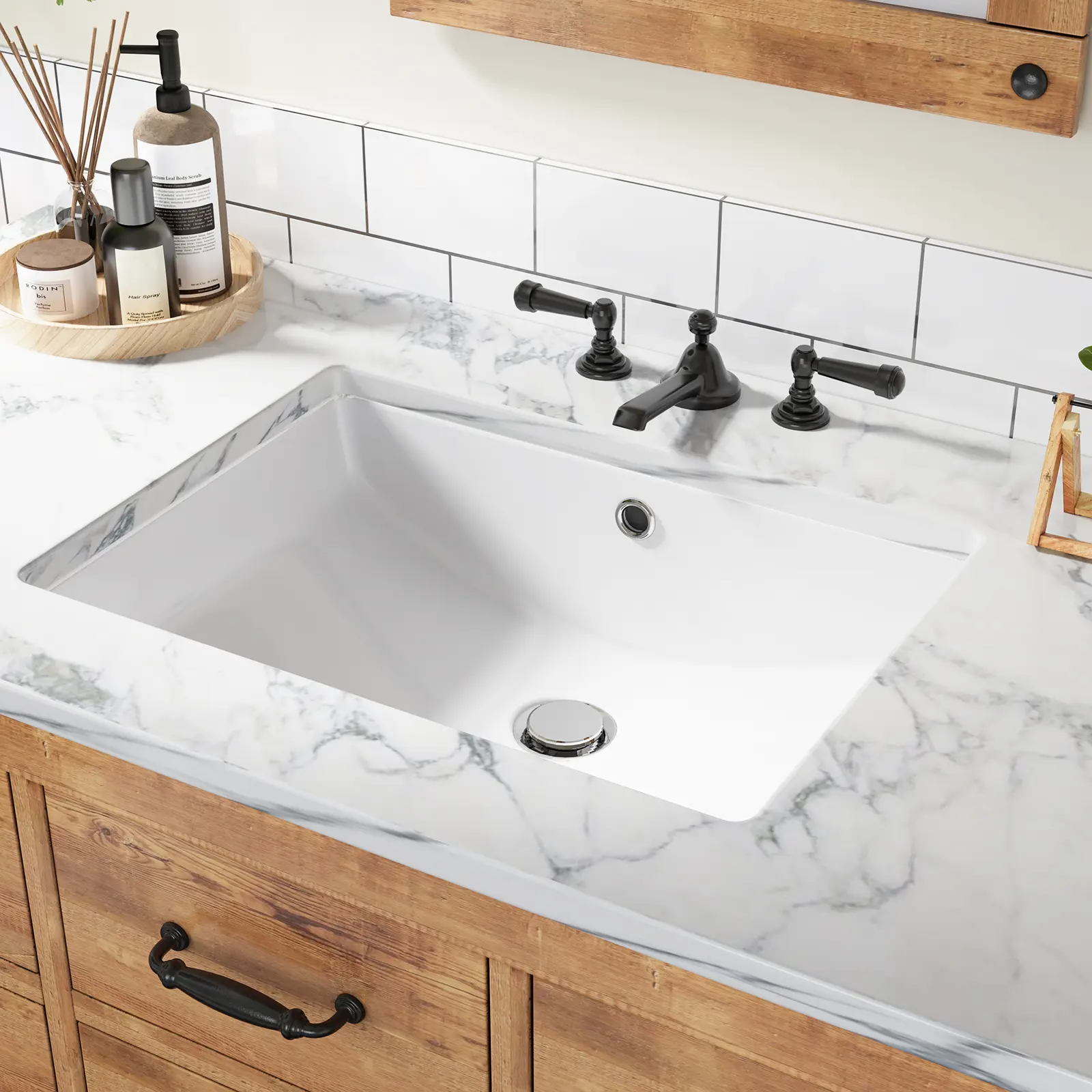 Ceramic Bathroom Sink – Multiple Sizes & Styles, White Fireclay Vessel or Undermount Basin – Rectangular/Square/Oval/Round