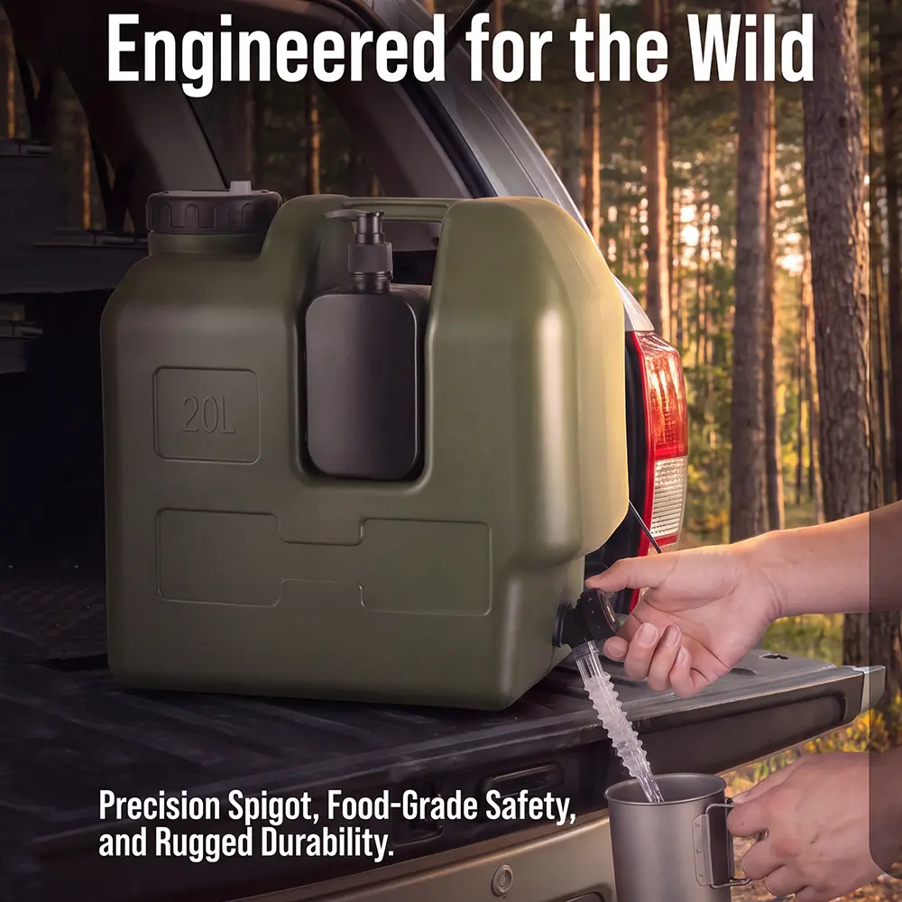 5.28 Gal Large-Capacity Compact Leak-Proof Outdoor Emergency Water Storage Bucket with Hand Sanitizer, Camping Survival Gear for Survival & Outdoor Activities