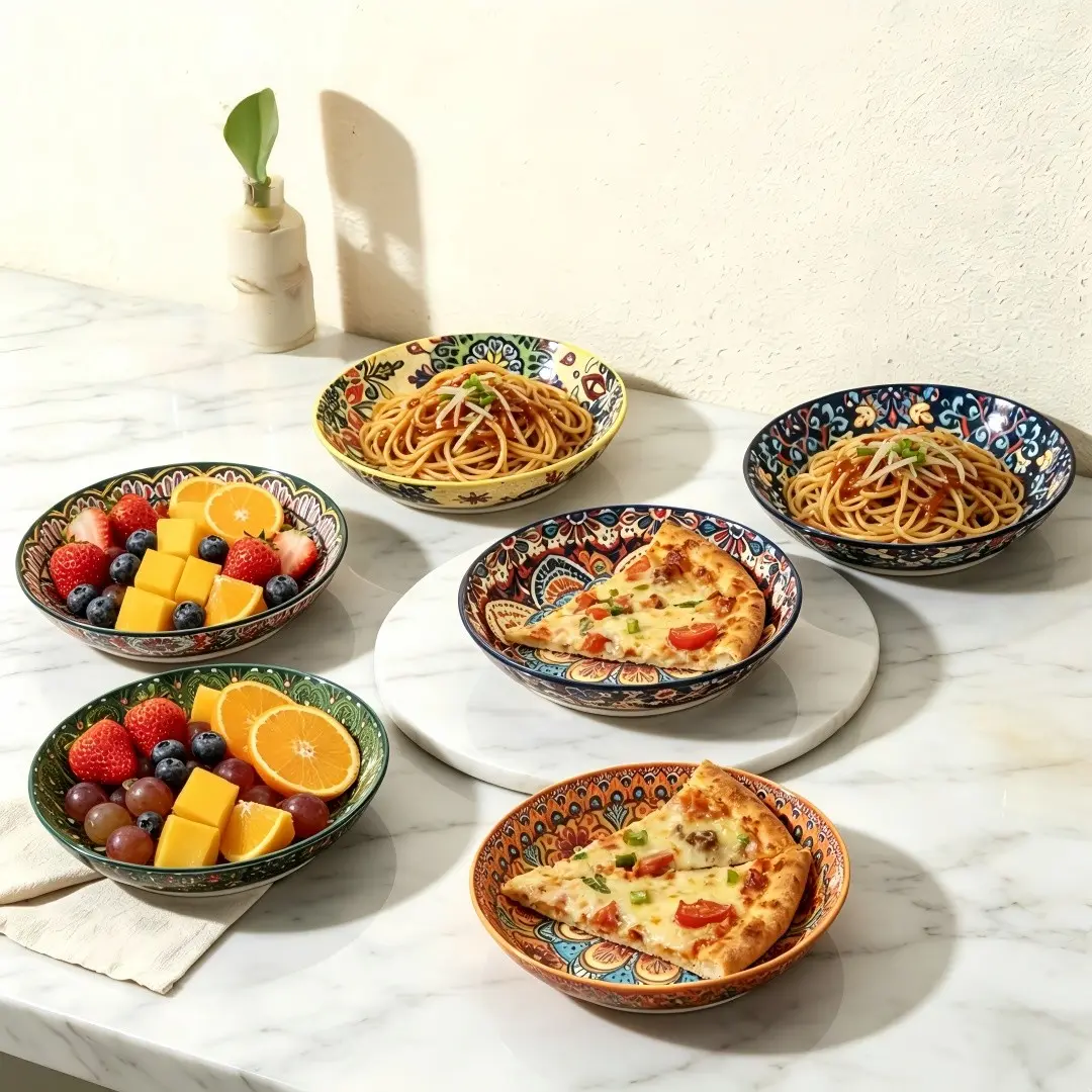 6-Piece 8-Inch Floral Dinner Plate Set, Vintage Sweet Treats & Fruit Plates, Retro Cake & Pasta Dishes, Elegant Tableware Collection