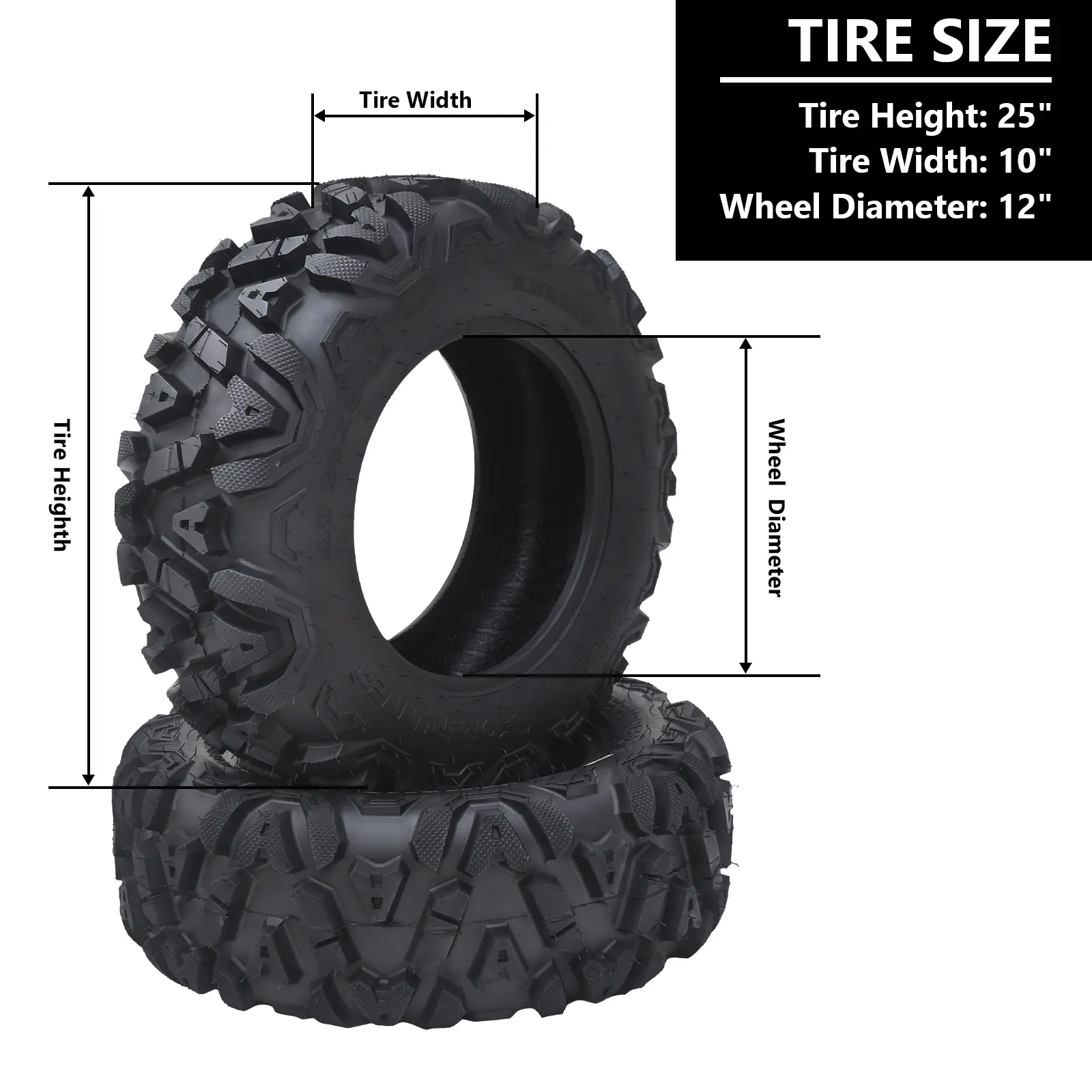 Garvee New Upgraded 2pcs AT24x9-11-6PR 24x9-11-6PR All Terrain ATV UTV Off-Road Tires, AT24x9-11-6PR TL ATV Tires - Set of 2, Tubeless Lawn Mower Tire Off-Road Use Only